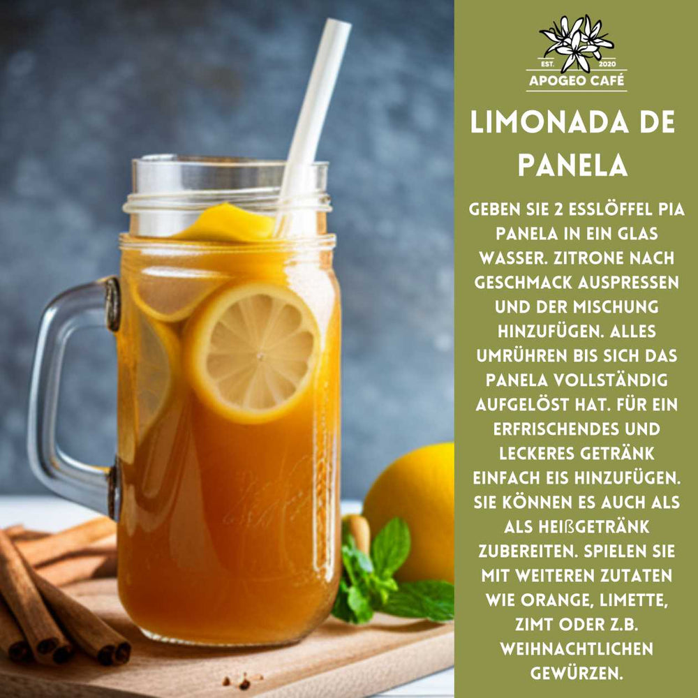 
                  
                    Limonada de Panela Rezept: Erfrischende Zitronenlimonade mit natürlicher süßer Note aus kolumbianischem Vollrohrzucker. Schnell, einfach und perfekt für heiße Tage
                  
                