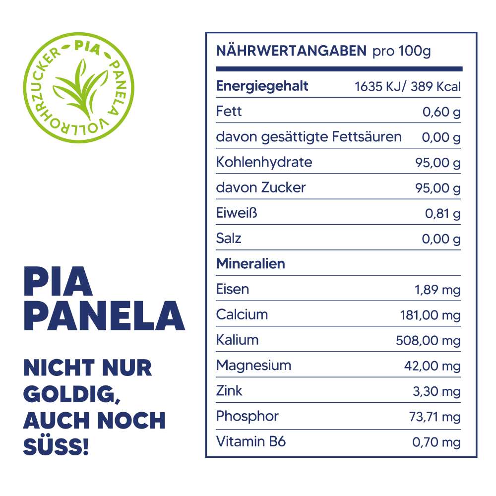 
                  
                    Panela Vollrohrzucker: die natürliche, karamellige Süße, ohne Zusatzstoffe. Unterstützen Sie nachhaltige Landwirtschaft und Kleinbauern. Ideal für Kaffee, Desserts und warme Getränke.
                  
                
